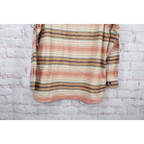 LL Bean Chamois Traditional Fit Stripe Flannel Shirts Orange L Tall - Picture 5 of 11